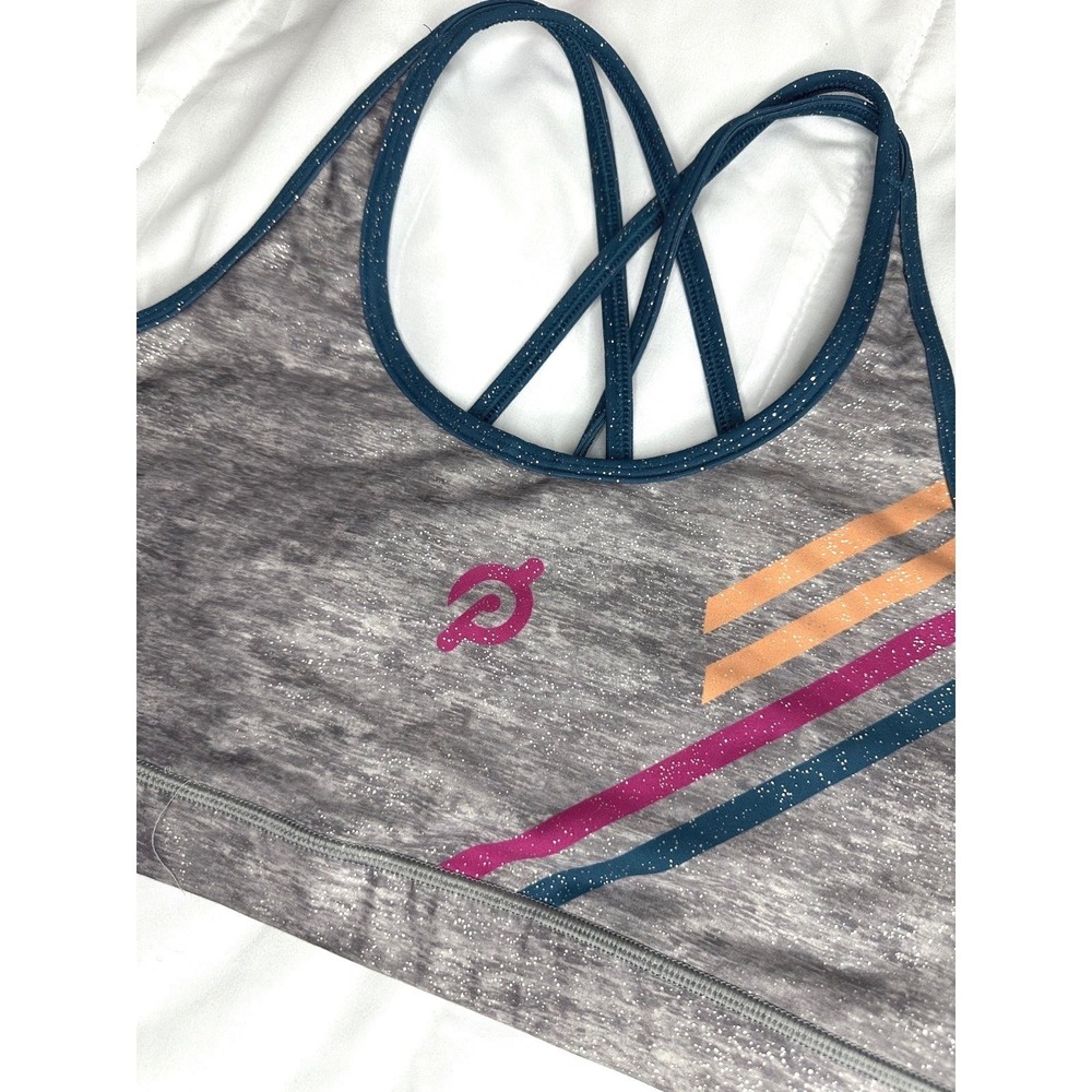 Peloton Roller Rink Strappy Sports Bra Size XL Glitter Retro 80s athleisure